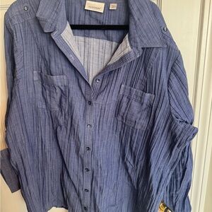 Avenue Blue Button Down Shirt with Long Sleeves and Relaxed Fit